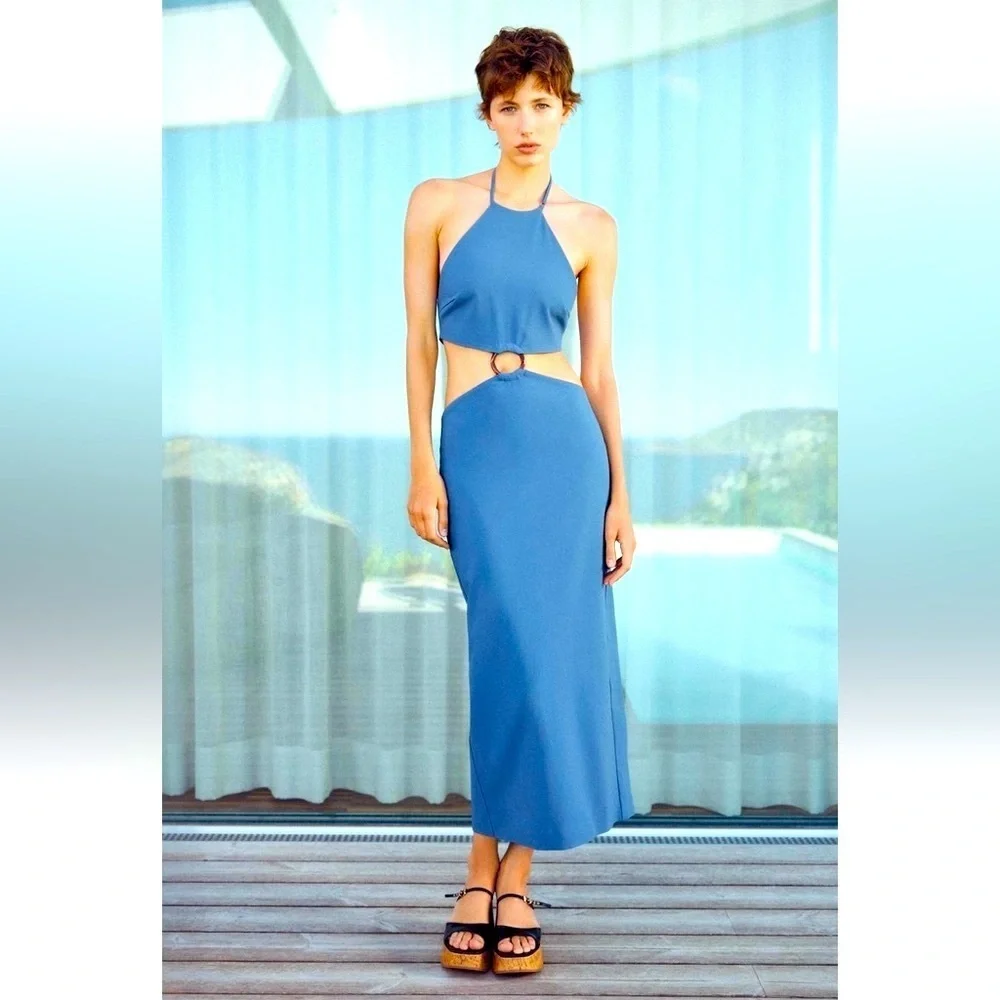 New ZARA Cut Out Halter Dress
